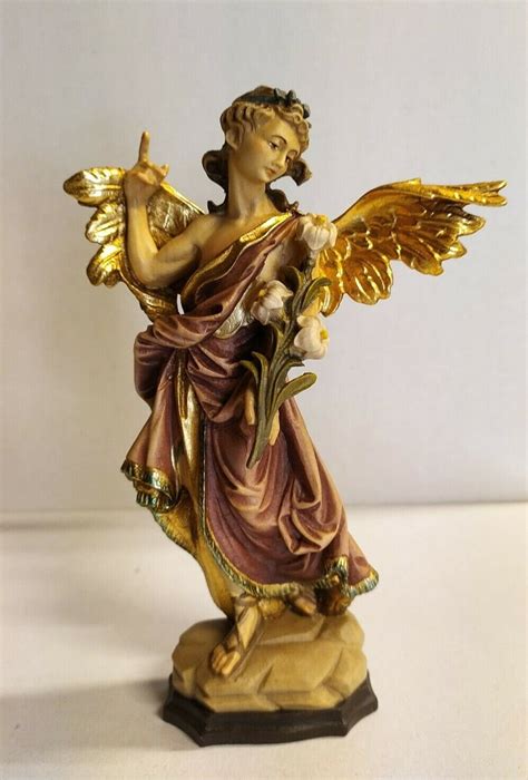 Statue of St. Gabriel the Archangel carved in wood of Valgardena ...