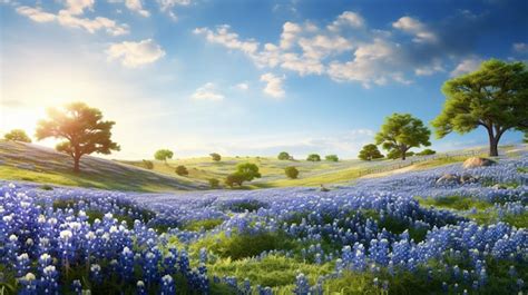 Premium AI Image | Bluebonnets Field