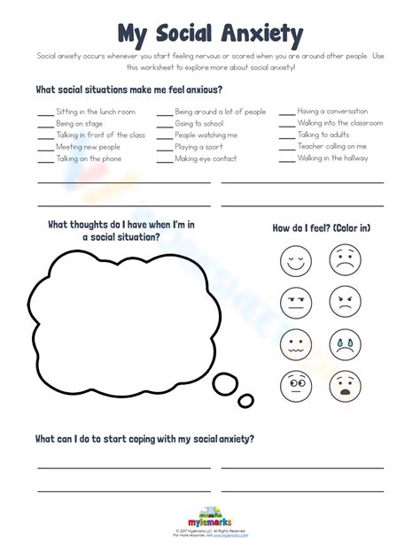 My Social Anxiety Worksheet