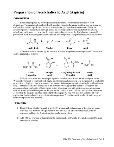 Preparation of Acetylsalicylic Acid