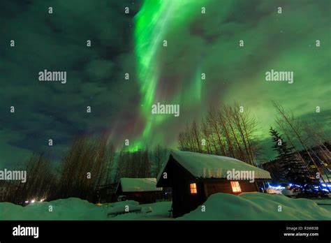 Aurora borealis, Northern Lights at Chena Hot Springs, near Fairbanks ...