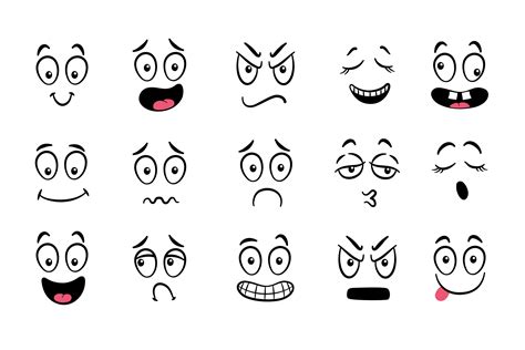 Cartoon Faces. Expressive Eyes and Mouth Illustration par ...