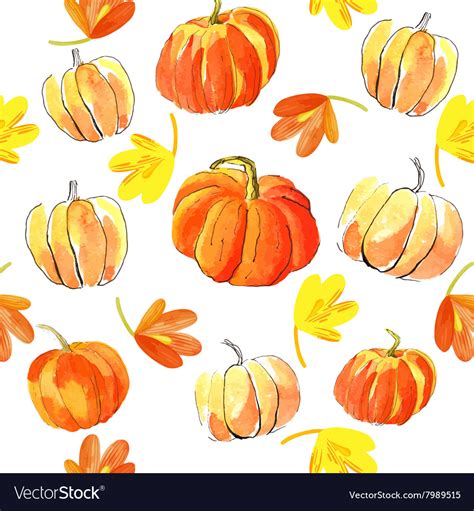 Watercolor halloween of pumpkins Royalty Free Vector Image