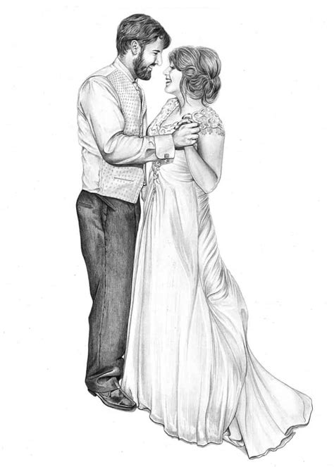 Pencil Drawing of Wedding Couple | Pencil Sketch Portraits