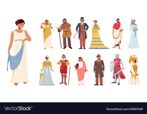 Set of people in historical costumes male Vector Image