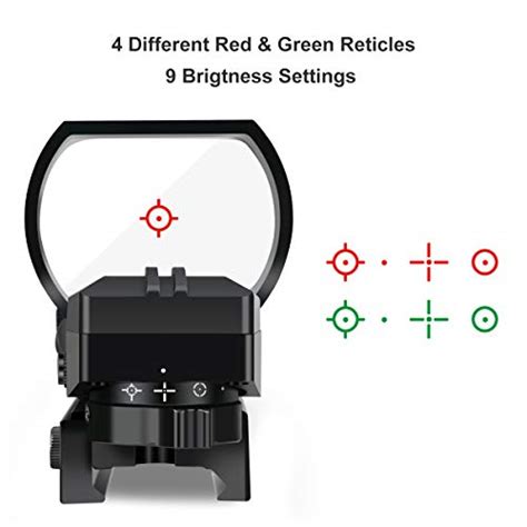 Feyachi Reflex Sight Red & Green Dot Gun Sight Scope 4 Reticles with 45 ...