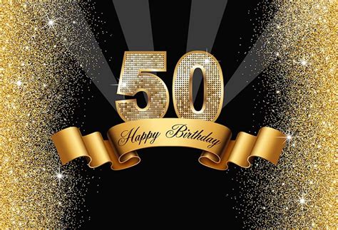 Vinyl Happy 50th Birthday Party Glitter Photography Studio Backdrop ...