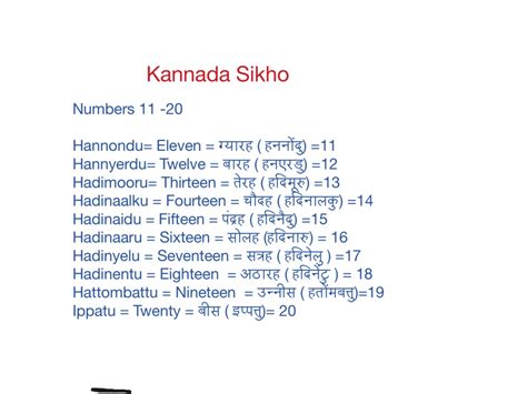 Kannada Sikho - Numbers from 11 to 20 | Language, Kannada Sikho | ShowMe