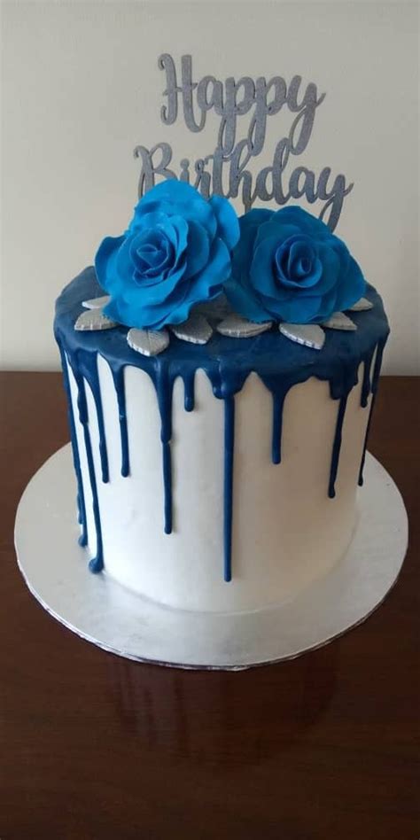 Beautiful Royal Blue drip happy birthday cake | Blue birthday cakes ...