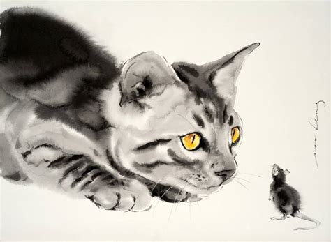 Cat and Mouse Drawing by Soo Beng Lim | Saatchi Art