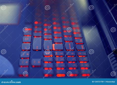 Expensive Laptop Keyboard Backlight in Red Stock Image - Image of ...