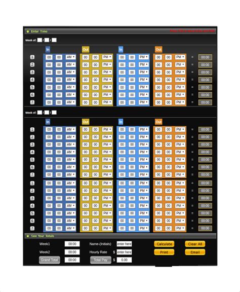 FREE 20+ Sample Time Card Calculator Templates in PDF | Excel