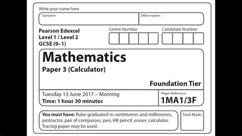 Edexcel Maths Past Papers 2017