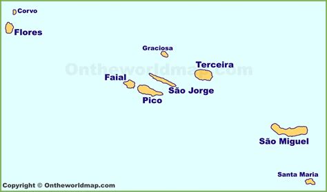 Azores Islands Map - Ontheworldmap.com