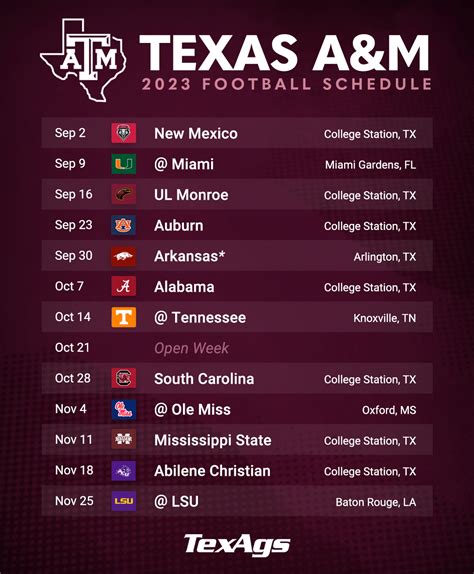 Texas A&m Aggies Football Schedule 2024