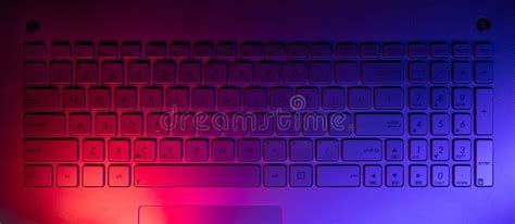 Laptop Computer Keyboard with Neon Lights Stock Photo - Image of laptop ...