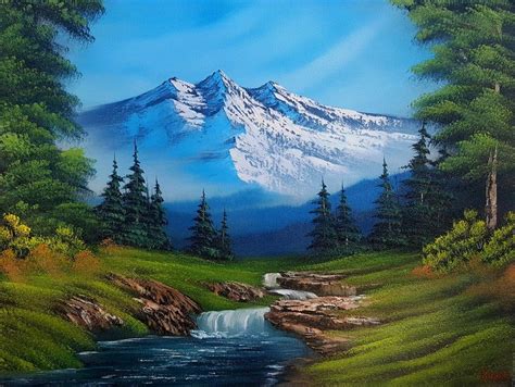 Bob Ross "Mountain Hideaway Redux" Oil 18x24 canvas | Beautiful ...