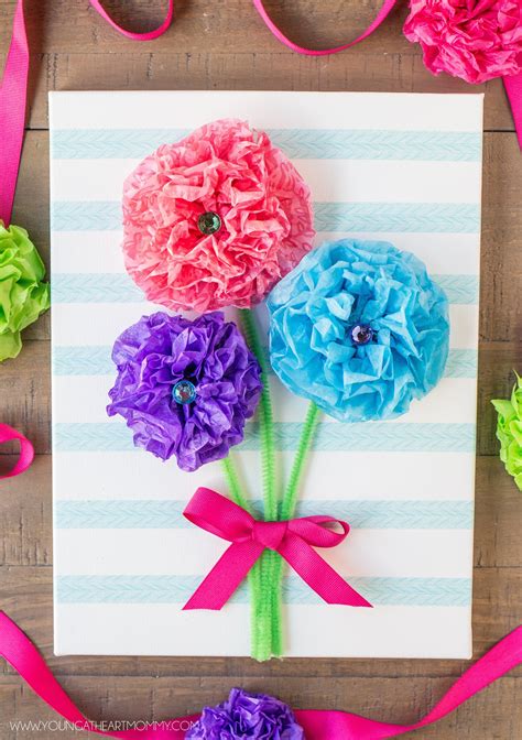 Tissue Paper Flower Bouquet Canvas · How To Make Wall Decor ...