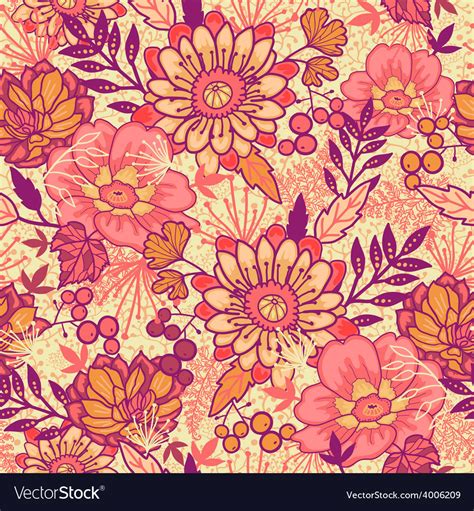 Fall flowers seamless pattern background Vector Image