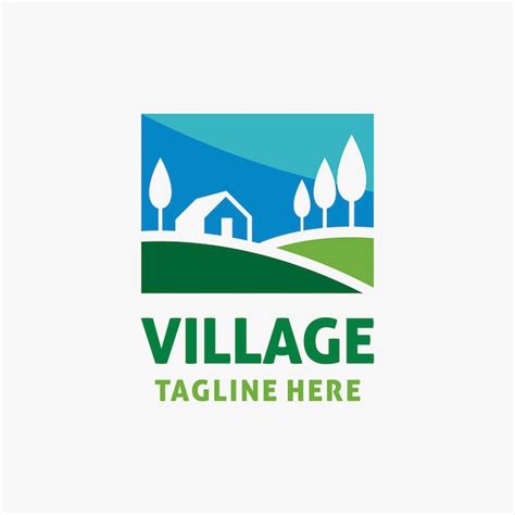 Premium Vector | Village scenery logo design