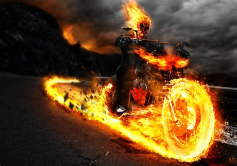 Cool 3d Ghost Rider With Hellish Motorcycle