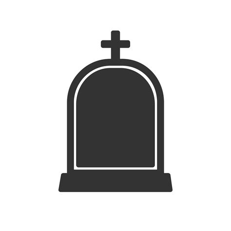 Gravestone with cross logo, tombstone icon, headstone silhouette vector ...