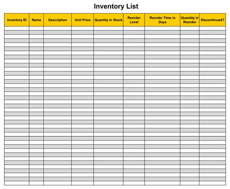 Printable Inventory Log Sheet Template Work Planner, Business Planner ...