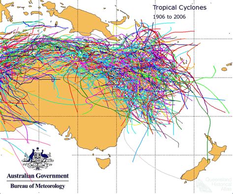 Tropical cyclones, 1906-2006 | Queensland Historical Atlas