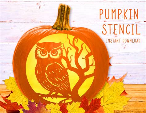 Owl Pumpkin Stencil, Pumpkin Carving Stencil, Printable Pumpkin Pattern ...