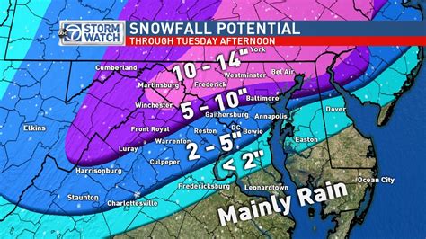 NEW: Projected snowfall totals lower for the DC Metro and east | WJLA