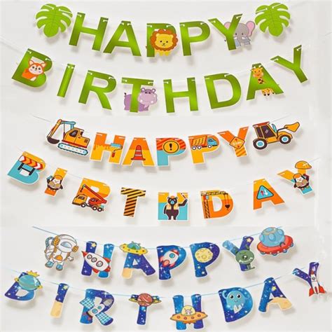 Happy Birthday Banner Wall Background Kid Boy Jungle Excavator ...