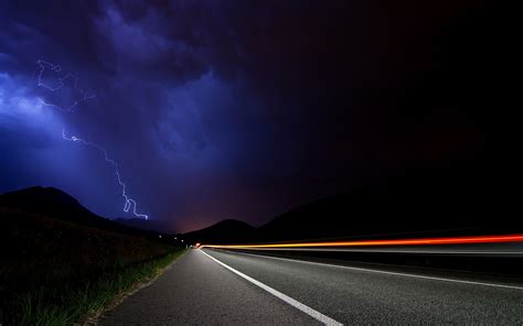 Wallpaper : landscape, night, nature, road, photography, long exposure ...