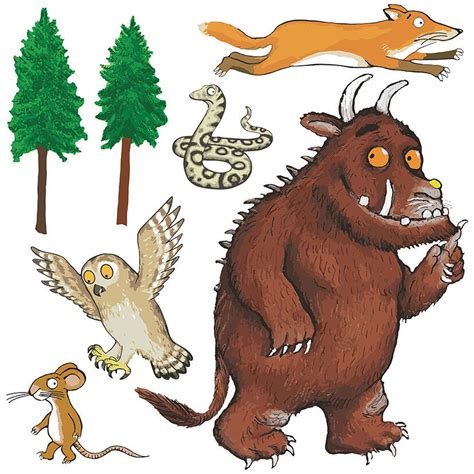 The Gruffalo Characters Group Self Adhesive Wall Sticker Set Decals ...