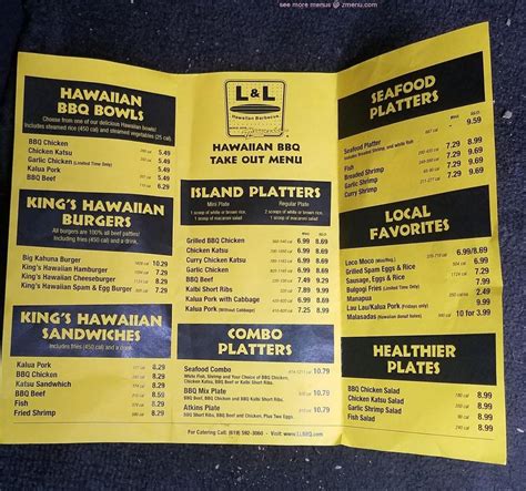 Menu at L&L Hawaiian Barbecue, San Diego, Palm Ave A