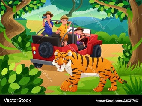 Kids going to jungle safari Royalty Free Vector Image