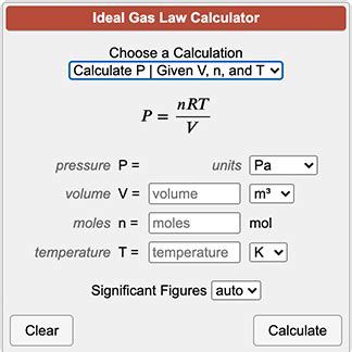 Ideal Gas Law Calculator PV = nRT