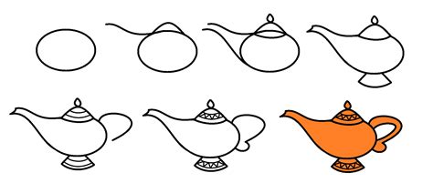 Genie Lamp step-by-step drawing tutorial | Drawing tutorial, Disney art ...