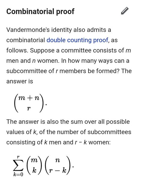 probability theory - Give a combinatorial proof of the Vandermonde’s ...