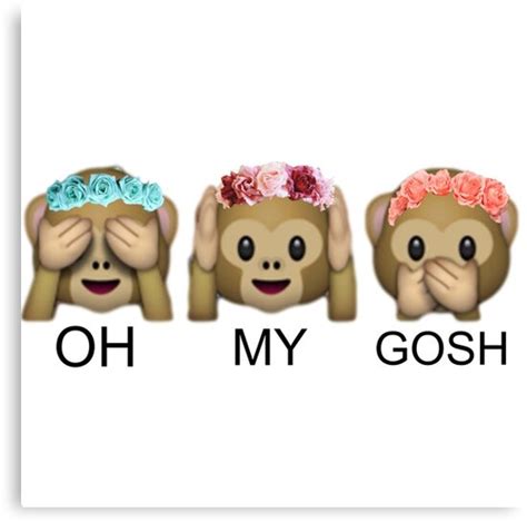 "OH MY GOSH - FLOWER CROWN TUMBLR EMOJI MONKEY" Canvas Prints by ...