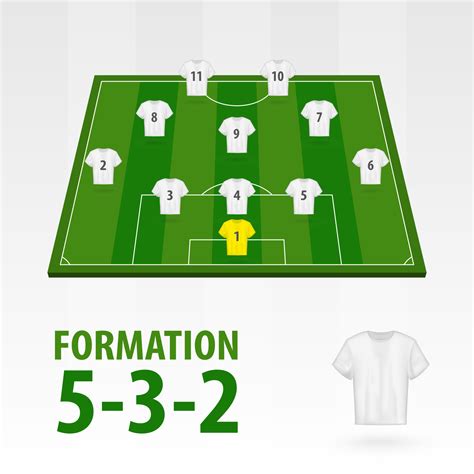 Football players lineups, formation 5-3-2. Soccer half stadium. 7103857 ...