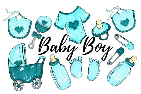 Watercolor Baby Boy Clipart | Photoshop Graphics ~ Creative Market