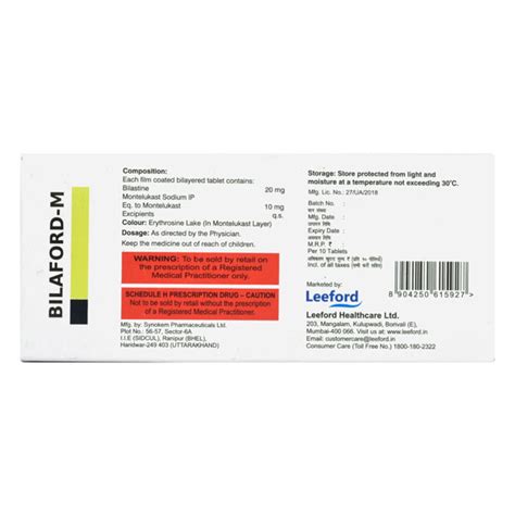 BILAFORD M Tablet 10's : Price, Uses, Side Effects | Netmeds