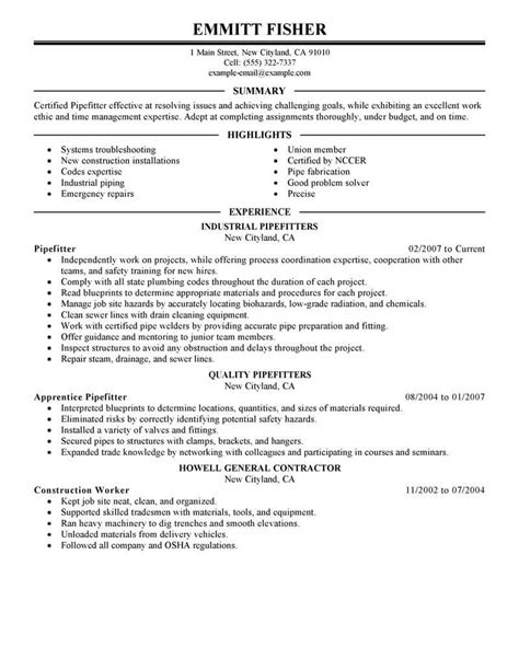 Professional Pipefitter Resume Examples | Plumbing | LiveCareer