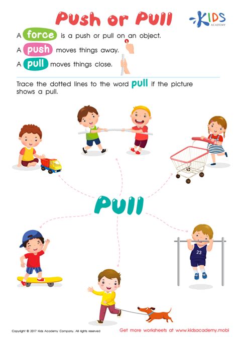 Pull or Push Worksheet: Free Physical Science Printable for Kids ...