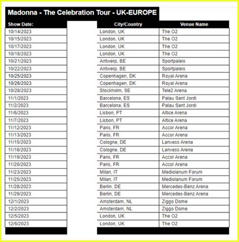 Madonna Tour 2024 Dates - Amity Felicity