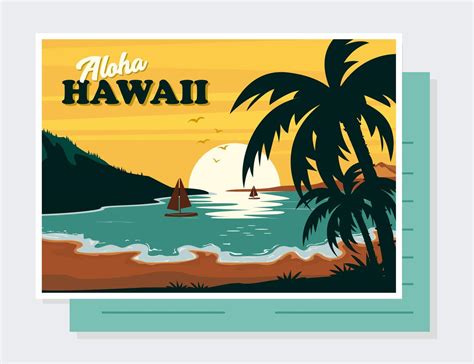 Hawaii Postcard Vector 191187 Vector Art at Vecteezy