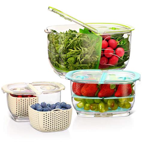 LUXEAR Fresh Produce Vegetable Fruit Storage Containers 3Piece Set, BPA ...