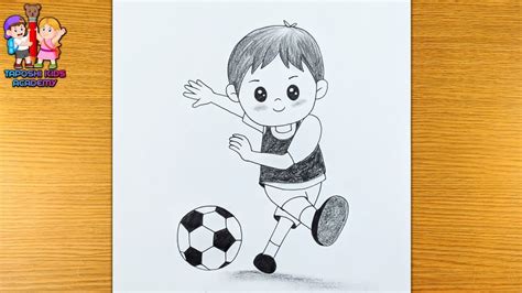 How to draw a boy playing Football - YouTube