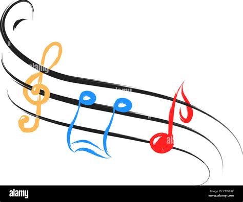 color music notes in abstract drawing style Stock Photo, Royalty Free ...