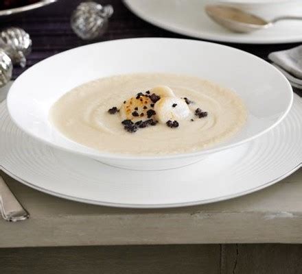 Celeriac soup with scallops & black pudding recipe | BBC Good Food